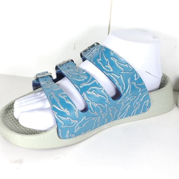 Birkenstock Birki's Women's US6 EU37 Blue Dolphins 3 Straps Wedge Slides Sandals - Picture 8 of 16